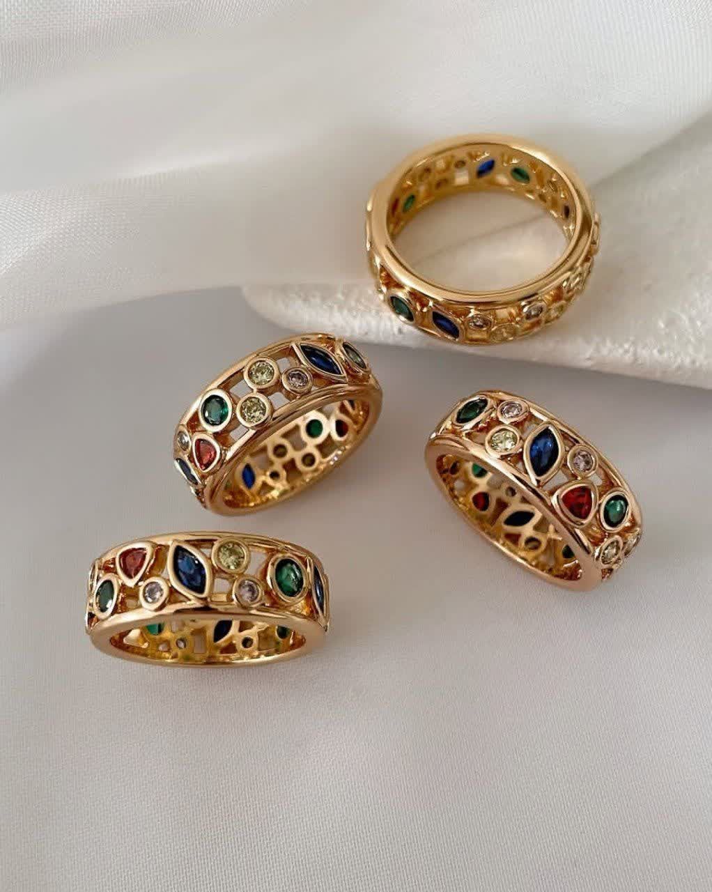 حلقه نگین رنگی  ژوپینگ کد 2491 - خرید آنلاین از گالری آداس